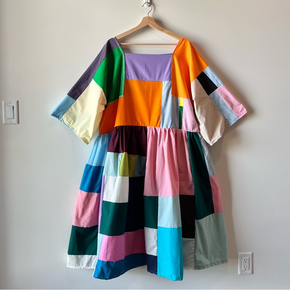 Handmade Quilted Patchwork Colorblock Dress SKU 02263 - Picture 3 of 16